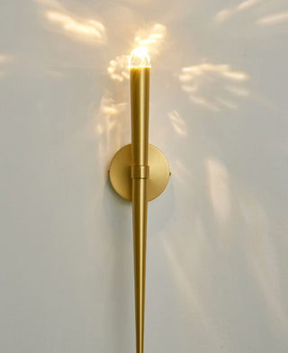 Brass Spinal Tube Sconce.Gold Linear LED Wall Lamp.Lisa Wall Lamp.Aquitaine Torch Sconce.Linear Torch Sconce.Torch Long Sconce Brass.