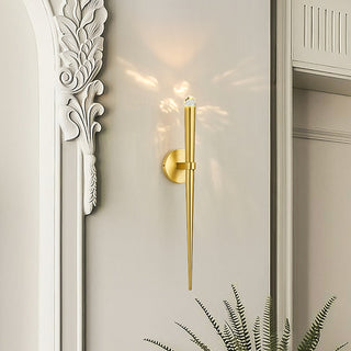 Brass Spinal Tube Sconce.Gold Linear LED Wall Lamp.Lisa Wall Lamp.Aquitaine Torch Sconce.Linear Torch Sconce.Torch Long Sconce Brass.