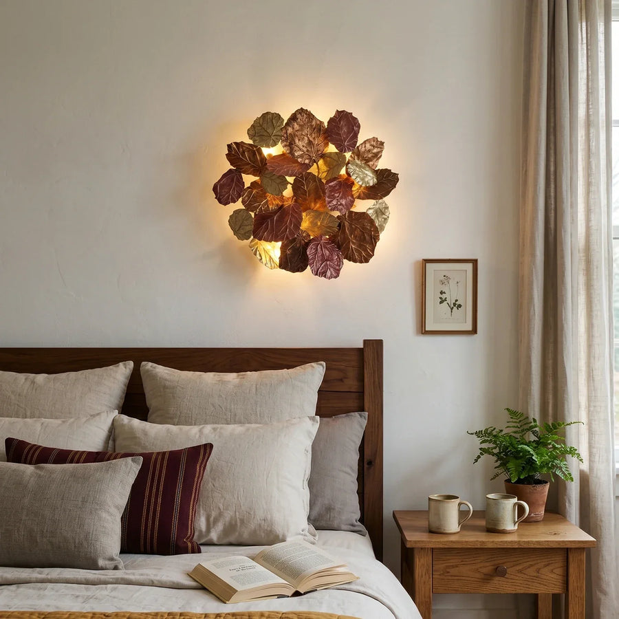 Forest Canopy Brass Leaf Wall Sconce