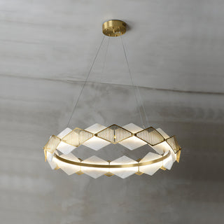 Circular Rote Alabaster Diamond Chandelier