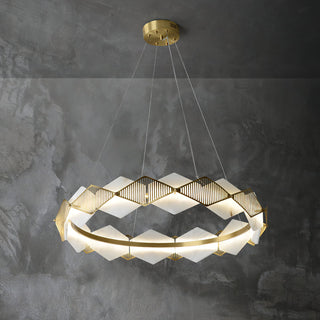 Circular Rote Alabaster Diamond Chandelier