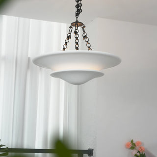 Cloud Disc Double-Layer Plaster Chandelier