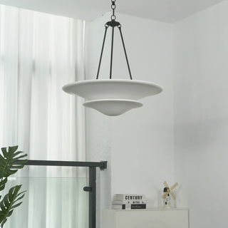 Cloud Disc Double-Layer Plaster Chandelier