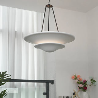 Cloud Disc Double-Layer Plaster Chandelier