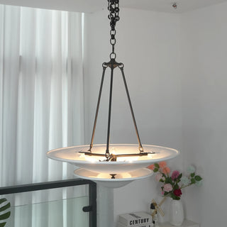 Cloud Disc Double-Layer Plaster Chandelier