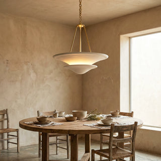 Cloud Disc Double-Layer Plaster Chandelier