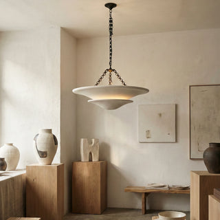 Cloud Disc Double-Layer Plaster Chandelier