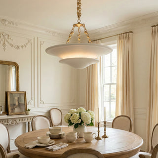 Cloud Disc Double-Layer Plaster Chandelier