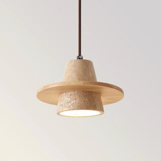 Conical Travertine Ring Pendant Lamp