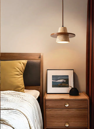 Conical Travertine Ring Pendant Lamp