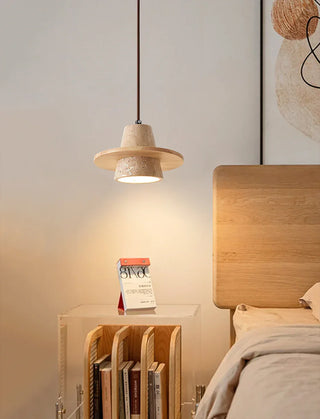 Conical Travertine Ring Pendant Lamp