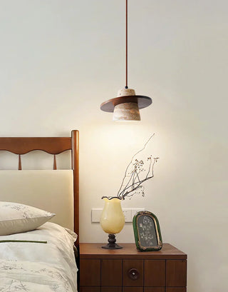 Conical Travertine Ring Pendant Lamp