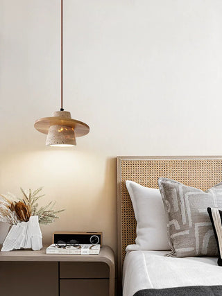 Conical Travertine Ring Pendant Lamp