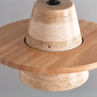 Conical Travertine Ring Pendant Lamp
