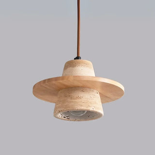 Conical Travertine Ring Pendant Lamp