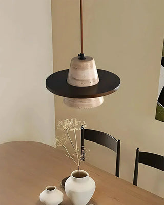 Conical Travertine Ring Pendant Lamp