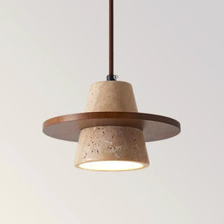 Conical Travertine Ring Pendant Lamp