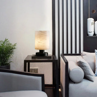 Minimalist Cylindrical Alabaster Table Lamp