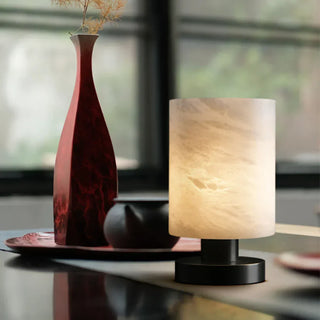 Minimalist Cylindrical Alabaster Table Lamp