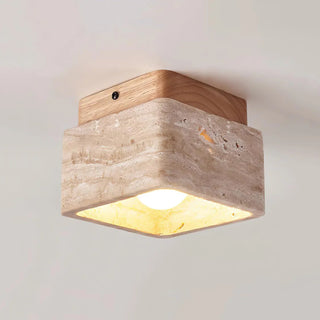 Cube Terra Block Travertine Ceiling Light