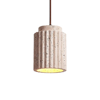 Cylindrical Caelia Travertine Pendant Light