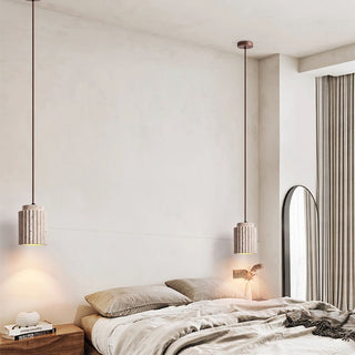 Cylindrical Caelia Travertine Pendant Light