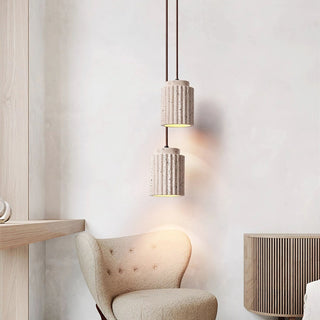 Cylindrical Caelia Travertine Pendant Light
