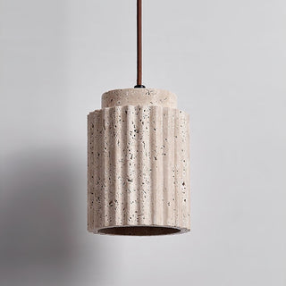 Cylindrical Caelia Travertine Pendant Light
