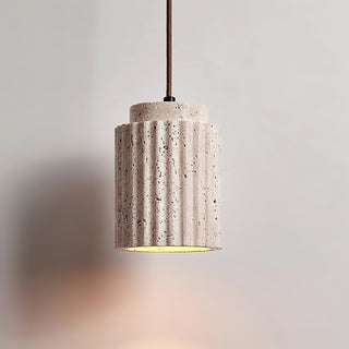 Cylindrical Caelia Travertine Pendant Light