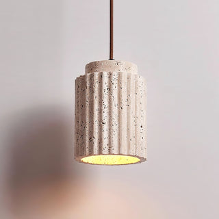 Cylindrical Caelia Travertine Pendant Light