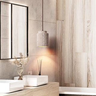 Cylindrical Caelia Travertine Pendant Light