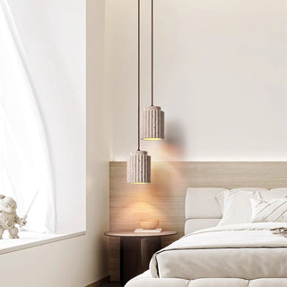 Cylindrical Caelia Travertine Pendant Light
