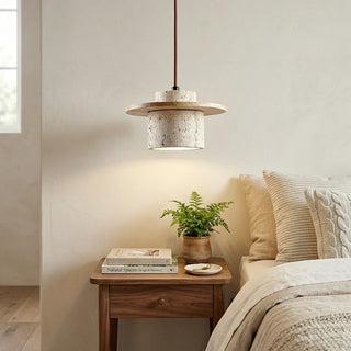 Cylindrical Stonova Duo Travertine Pendant Light - Vidirlighting