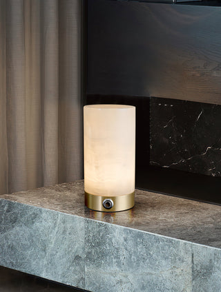 Cylindrical Totem Alabaster Table Lamp