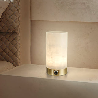 Cylindrical Totem Alabaster Table Lamp