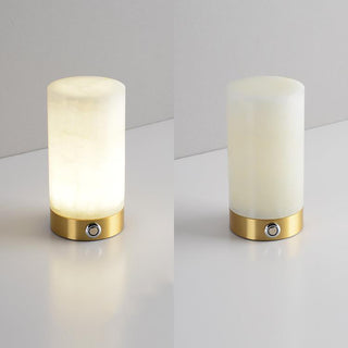 Cylindrical Totem Alabaster Table Lamp