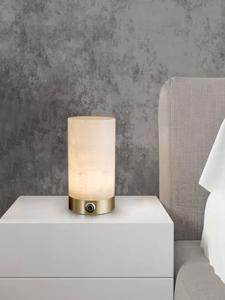 Cylindrical Totem Alabaster Table Lamp