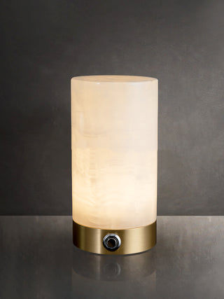 Cylindrical Totem Alabaster Table Lamp