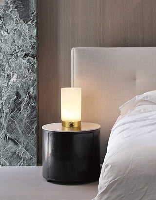 Cylindrical Totem Alabaster Table Lamp