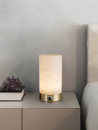 Cylindrical Totem Alabaster Table Lamp