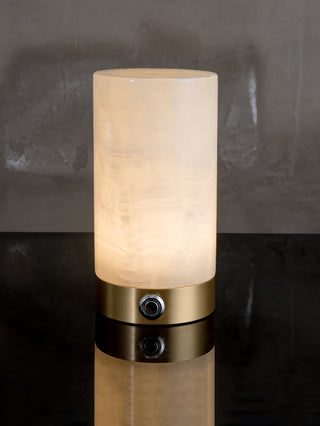 Cylindrical Totem Alabaster Table Lamp