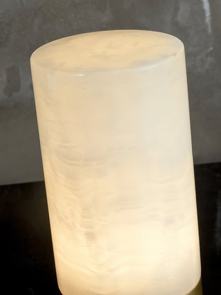 Cylindrical Totem Alabaster Table Lamp