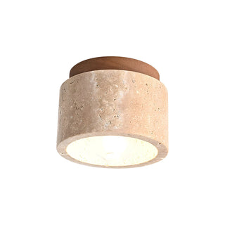 Cylindrical Travertine Ceiling Light