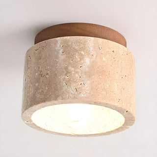 Cylindrical Travertine Ceiling Light