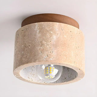 Cylindrical Travertine Ceiling Light