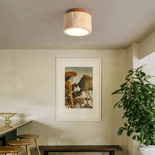 Cylindrical Travertine Ceiling Light