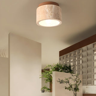 Cylindrical Travertine Ceiling Light
