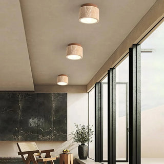 Cylindrical Travertine Ceiling Light