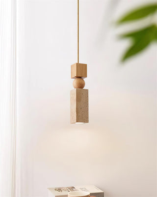 Cylindrical Travertine Fables Pendant Lamp