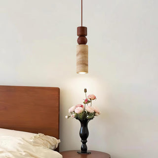 Cylindrical Travertine Fables Pendant Lamp